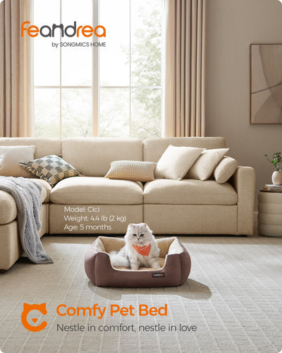 Washable Dog Bed in Coffee Brown Soft Cushioned Comfortable Pet Mattress by Feandrea