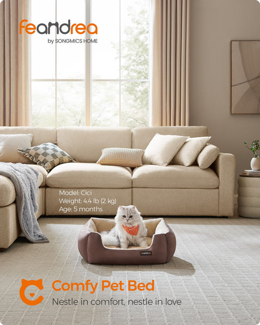 Washable Dog Bed in Coffee Brown Soft Cushioned Comfortable Pet Mattress by Feandrea