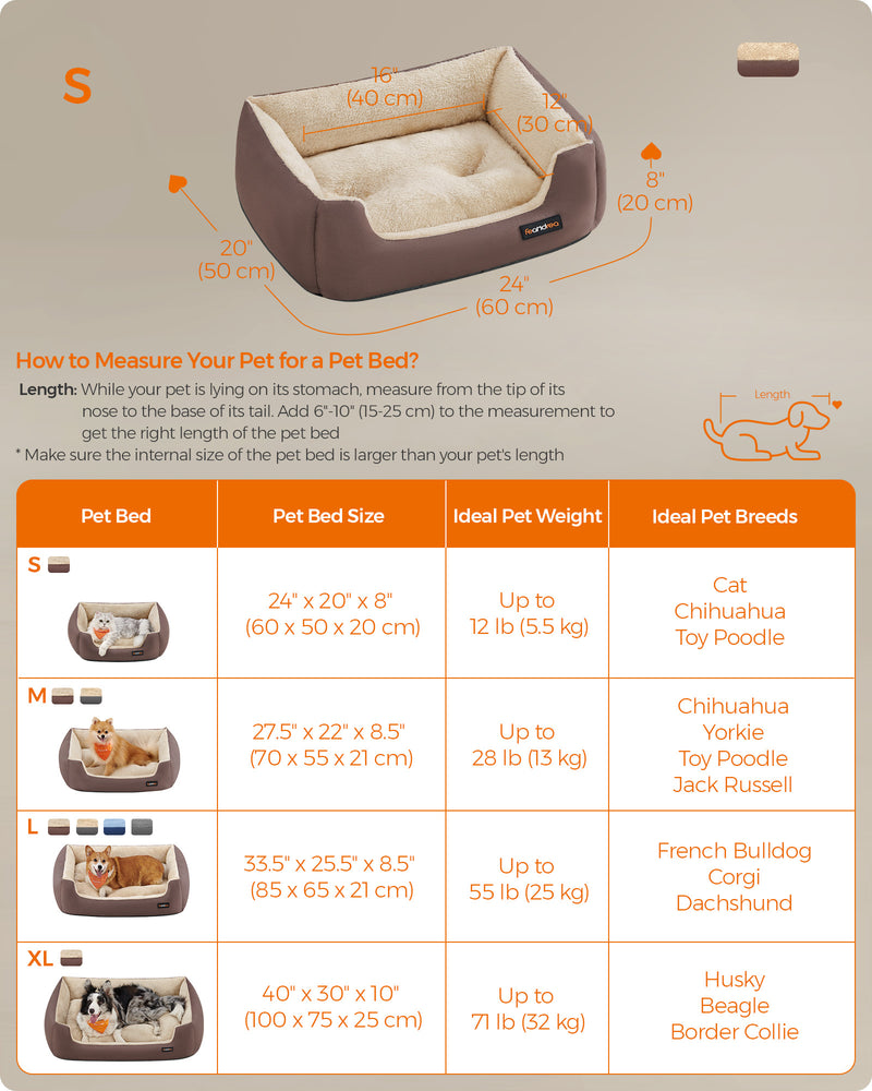 Washable Dog Bed in Coffee Brown Soft Cushioned Comfortable Pet Mattress by Feandrea