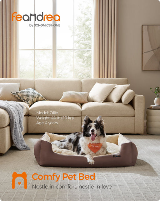 Extra Large Washable Dog Bed in Coffee Brown Soft Plush Cushion for Pets by Feandrea