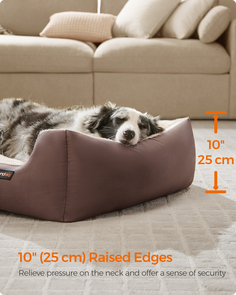 Extra Large Washable Dog Bed in Coffee Brown Soft Plush Cushion for Pets by Feandrea