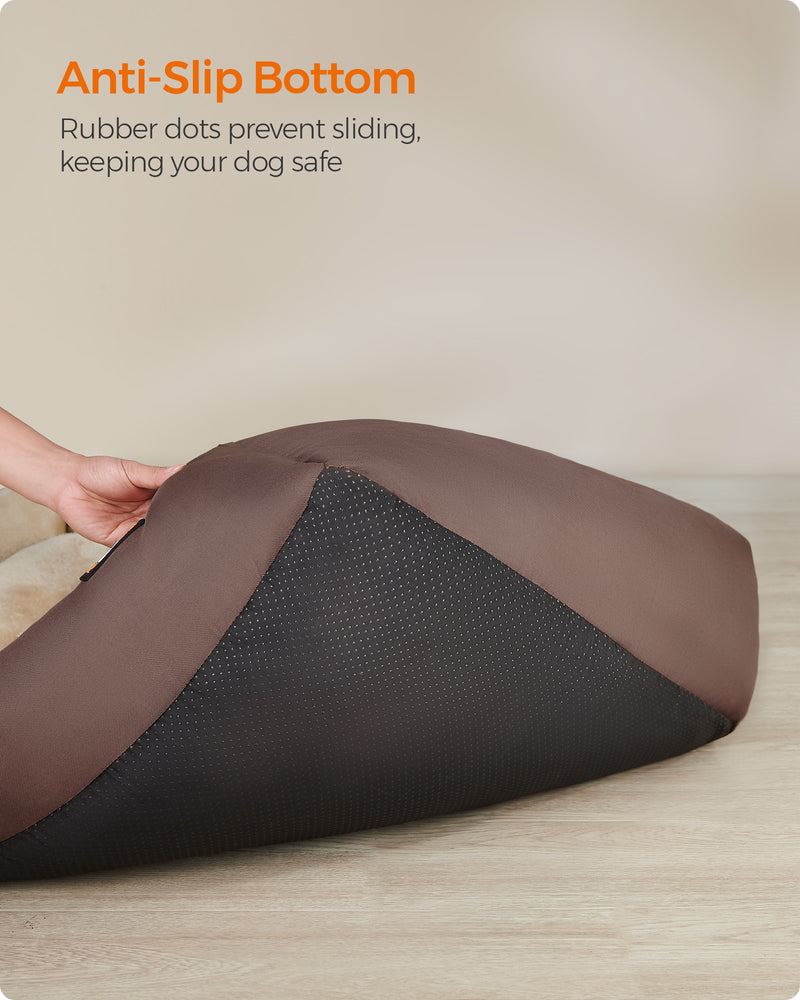 Extra Large Washable Dog Bed in Coffee Brown Soft Plush Cushion for Pets by Feandrea