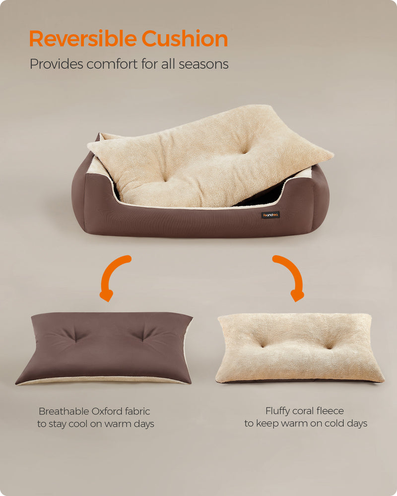 Extra Large Washable Dog Bed in Coffee Brown Soft Plush Cushion for Pets by Feandrea