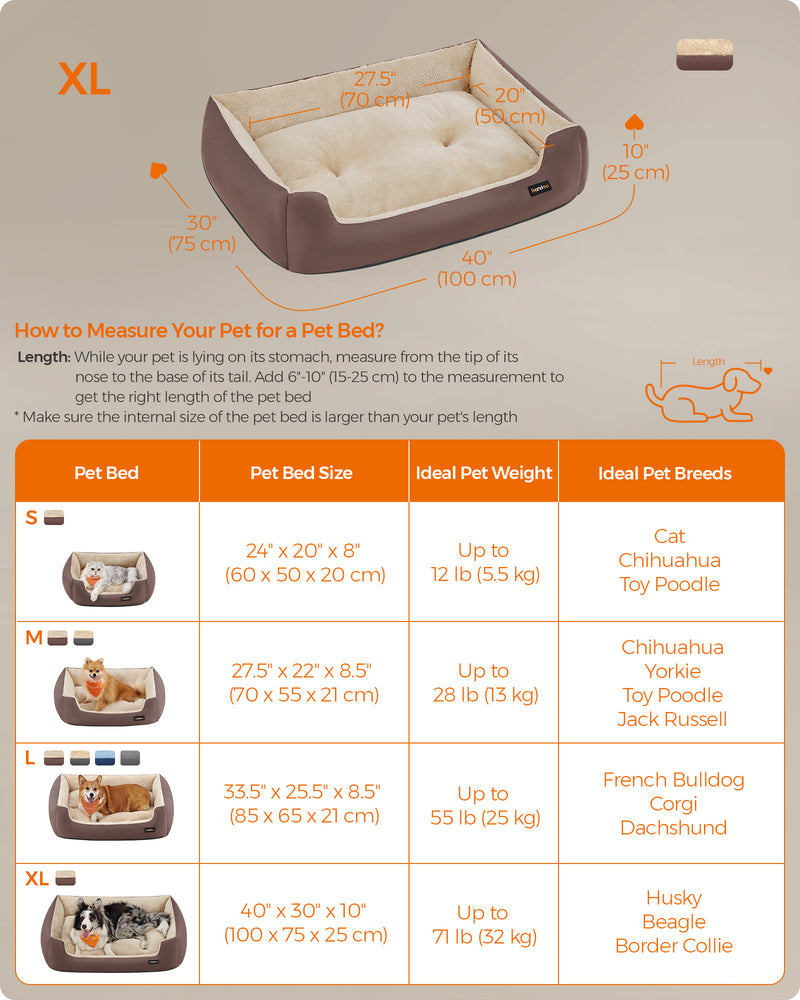 Extra Large Washable Dog Bed in Coffee Brown Soft Plush Cushion for Pets by Feandrea