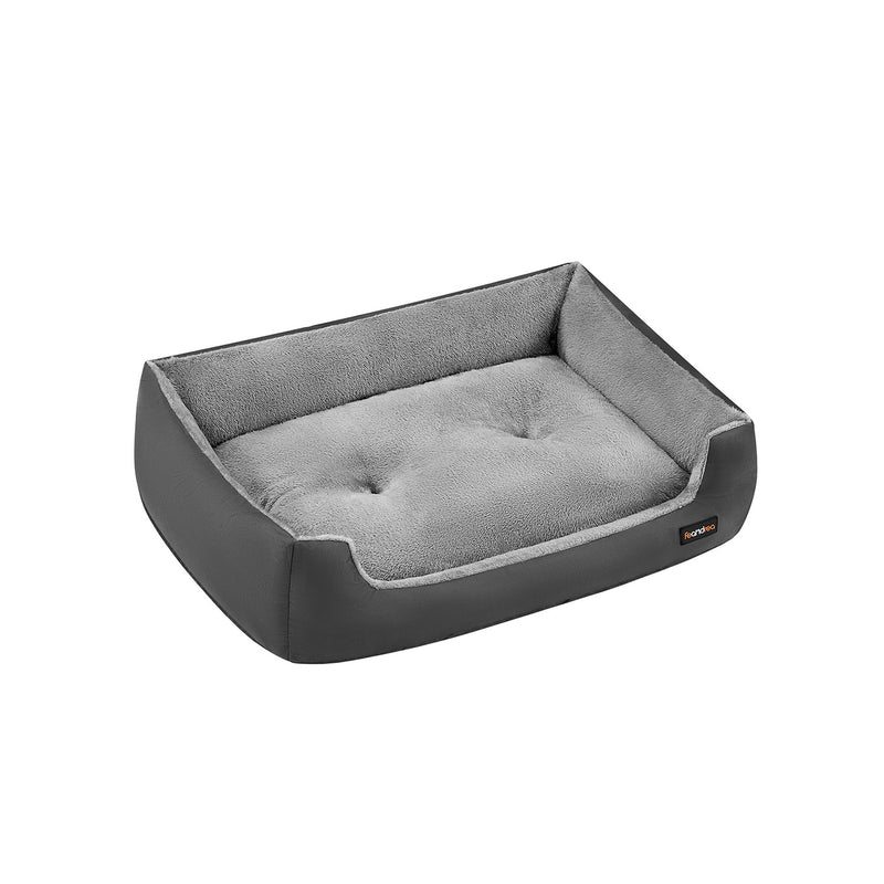 Slate Grey and Dove Grey Dog Sofa Bed with Soft Cushion and Raised Sides by Feandrea