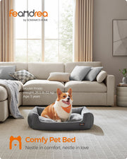 Slate Grey and Dove Grey Dog Sofa Bed with Soft Cushion and Raised Sides by Feandrea