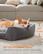 Slate Grey and Dove Grey Dog Sofa Bed with Soft Cushion and Raised Sides by Feandrea