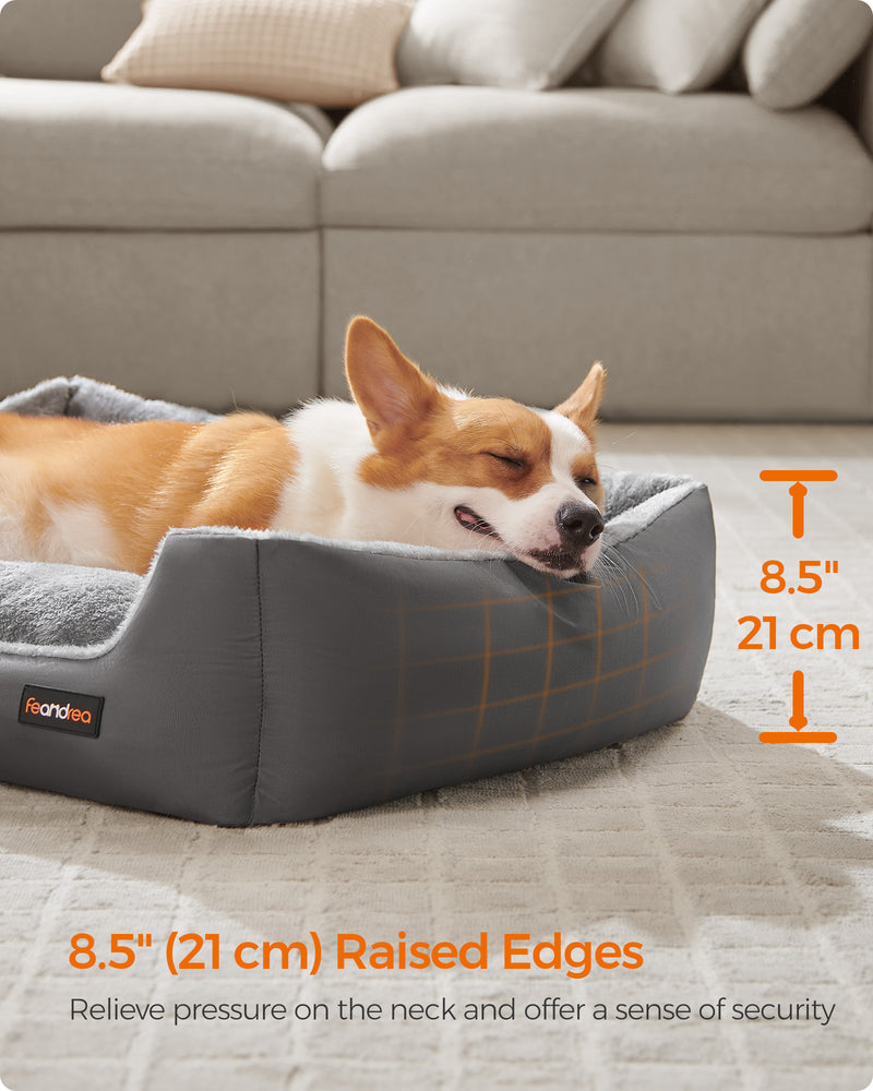 Slate Grey and Dove Grey Dog Sofa Bed with Soft Cushion and Raised Sides by Feandrea