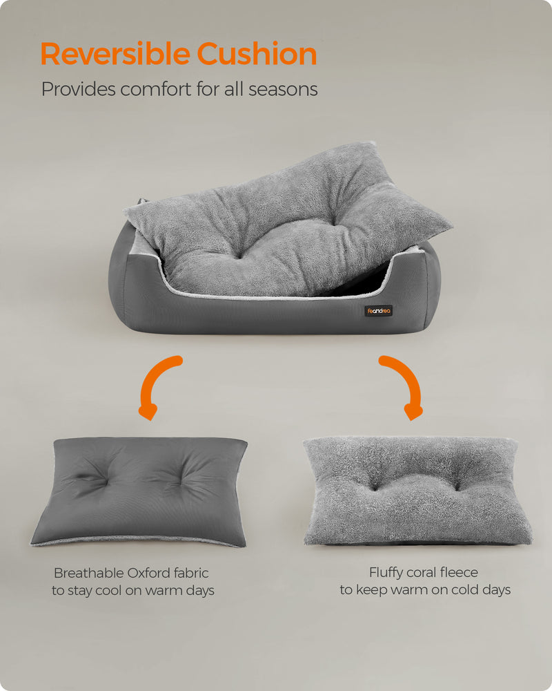 Slate Grey and Dove Grey Dog Sofa Bed with Soft Cushion and Raised Sides by Feandrea