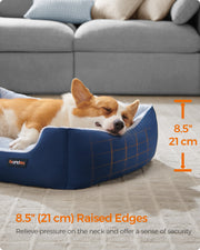 Large Charcoal and Pale Blue Dog Sofa Bed with Soft Cushion and Raised Sides by Feandrea