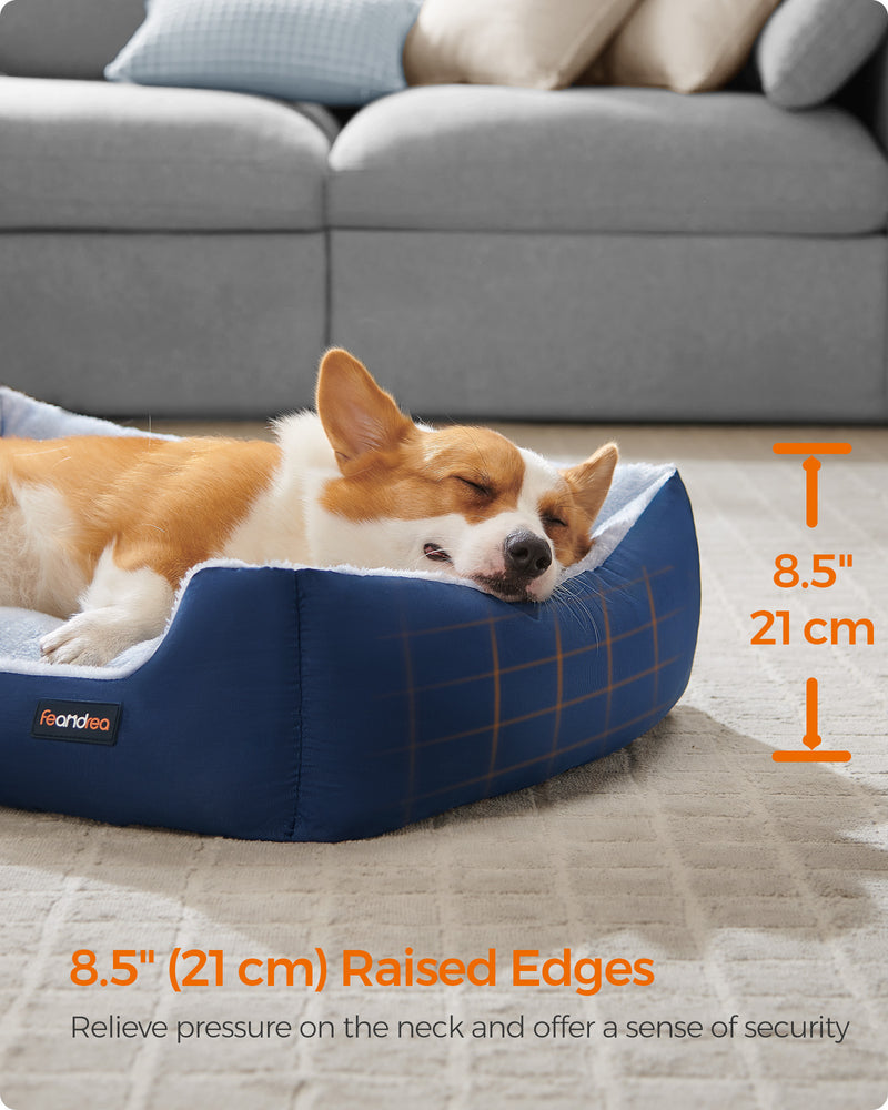 Large Charcoal and Pale Blue Dog Sofa Bed with Soft Cushion and Raised Sides by Feandrea