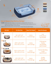 Large Charcoal and Pale Blue Dog Sofa Bed with Soft Cushion and Raised Sides by Feandrea