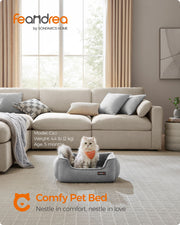 Light Grey Washable Dog Bed Small Size Comfortable Machine Washable by Feandrea