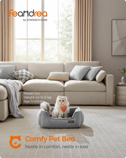 Light Grey Washable Dog Bed Small Size Comfortable Machine Washable by Feandrea