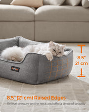 Light Grey Washable Dog Bed Small Size Comfortable Machine Washable by Feandrea