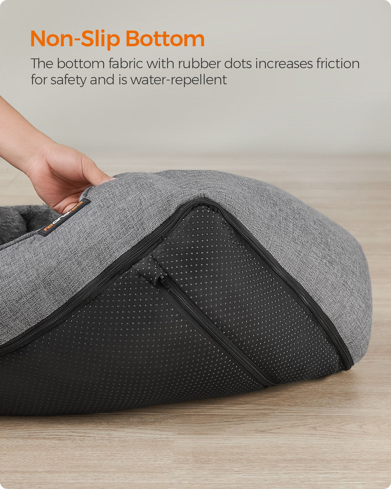 Light Grey Washable Dog Bed Small Size Comfortable Machine Washable by Feandrea