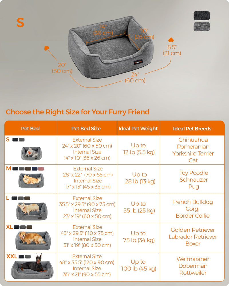 Light Grey Washable Dog Bed Small Size Comfortable Machine Washable by Feandrea