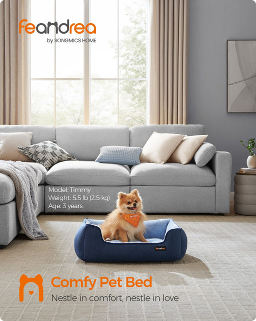 Pale Blue Dog Sofa Bed with Raised Edges for Small Pets Comfortable and Stylish by Feandrea