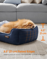 Pale Blue Dog Sofa Bed with Raised Edges for Small Pets Comfortable and Stylish by Feandrea