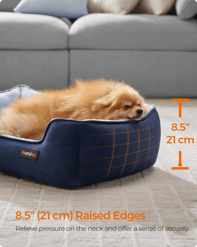 Pale Blue Dog Sofa Bed with Raised Edges for Small Pets Comfortable and Stylish by Feandrea