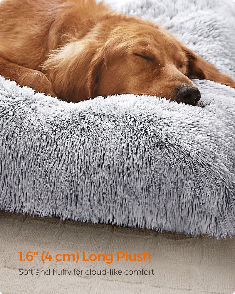 Large Grey OmbrÃ© Fluffy Dog Bed for Medium to Large Breeds Comfortable and Cosy by Songmics