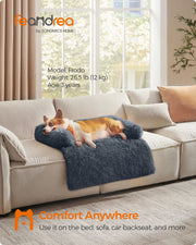 Large Dark Grey Orthopaedic Dog Sofa Bed 95 x 85 cm Plush and Supportive by Feandrea