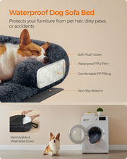 Large Dark Grey Orthopaedic Dog Sofa Bed 95 x 85 cm Plush and Supportive by Feandrea