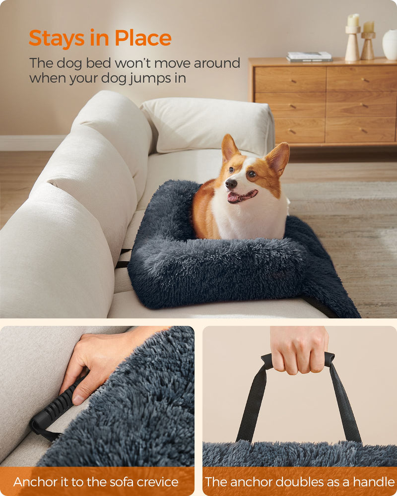 Large Dark Grey Orthopaedic Dog Sofa Bed 95 x 85 cm Plush and Supportive by Feandrea