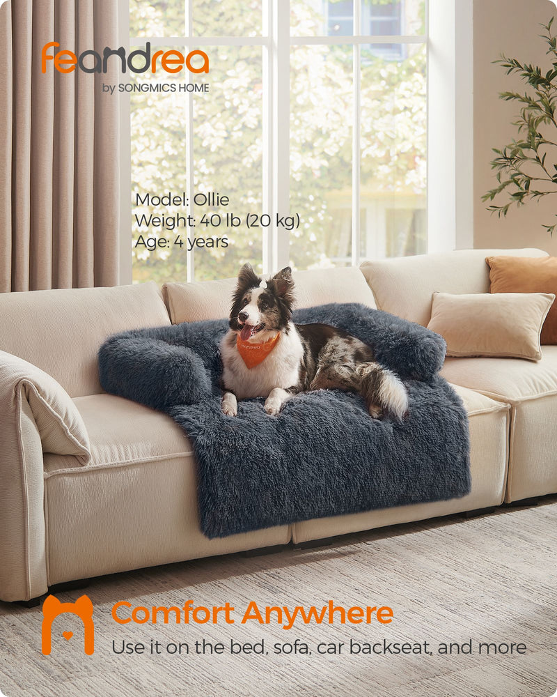 Extra Large Dark Grey Dog Sofa Bed 110 x 95 cm with Plush Cushion for Comfort by Feandrea