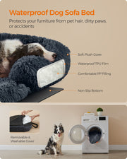 Extra Large Dark Grey Dog Sofa Bed 110 x 95 cm with Plush Cushion for Comfort by Feandrea