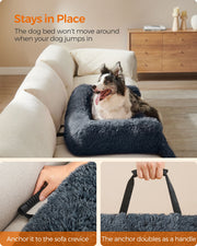 Extra Large Dark Grey Dog Sofa Bed 110 x 95 cm with Plush Cushion for Comfort by Feandrea