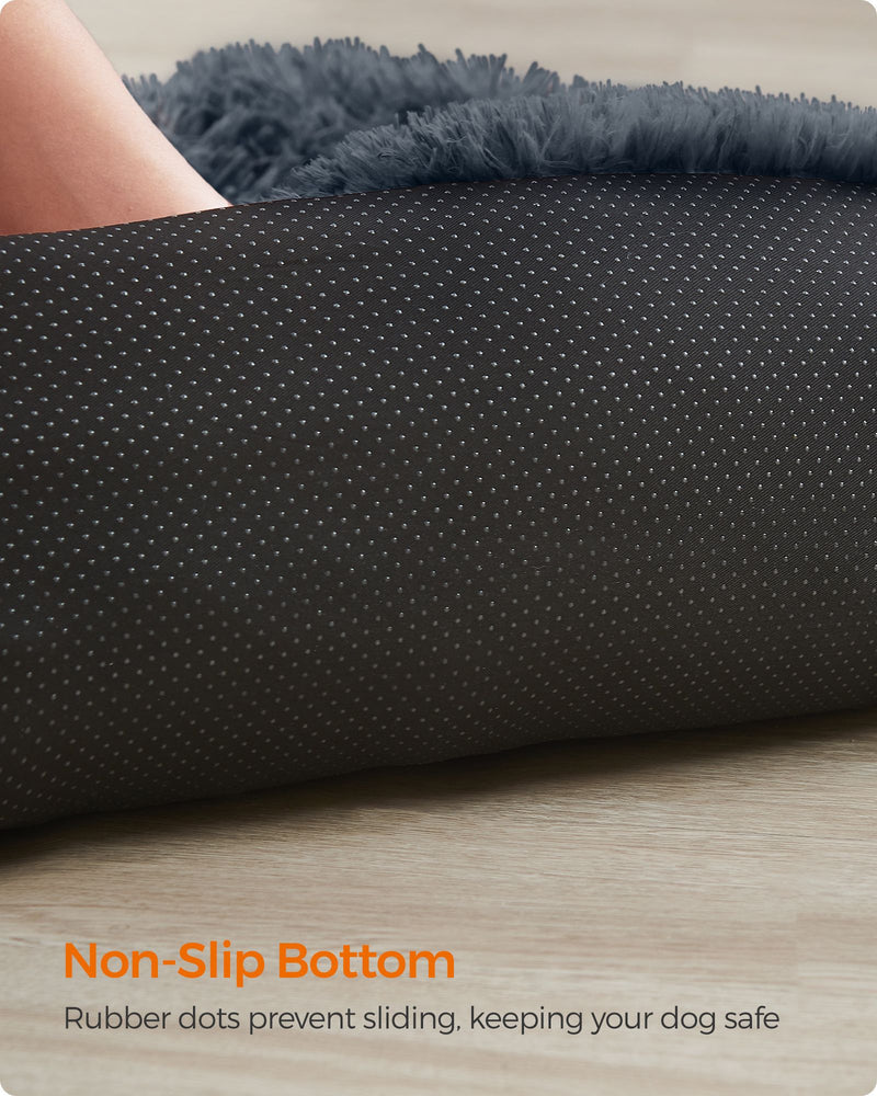 Extra Large Dark Grey Dog Sofa Bed 110 x 95 cm with Plush Cushion for Comfort by Feandrea