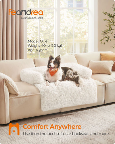 Cloud White Dog Sofa Bed for Medium Dogs 110 x 95 cm Plush and Comfy Design by Feandrea