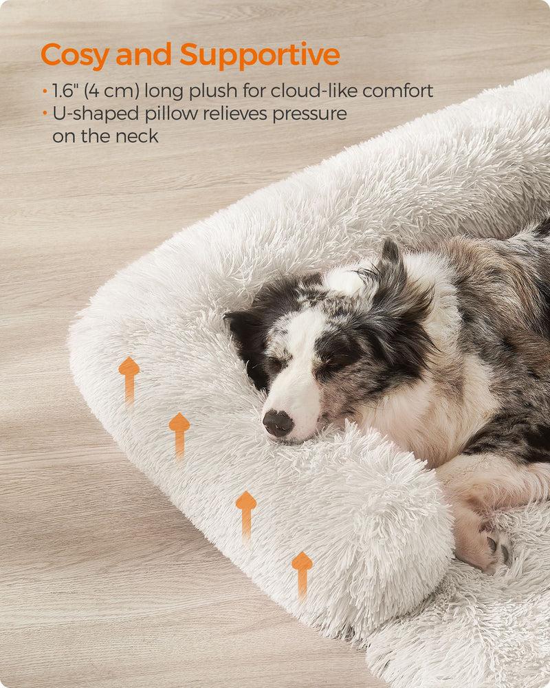 Cloud White Dog Sofa Bed for Medium Dogs 110 x 95 cm Plush and Comfy Design by Feandrea