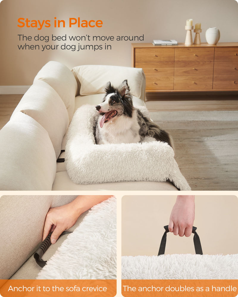Cloud White Dog Sofa Bed for Medium Dogs 110 x 95 cm Plush and Comfy Design by Feandrea