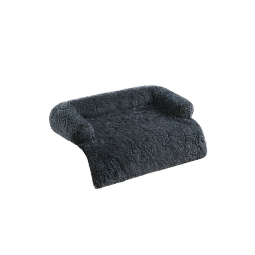 XXL Dark Grey Dog Sofa Bed 122 x 95 cm with Plush Cushion for Large Breeds by Feandrea