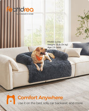 XXL Dark Grey Dog Sofa Bed 122 x 95 cm with Plush Cushion for Large Breeds by Feandrea