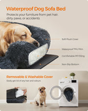 XXL Dark Grey Dog Sofa Bed 122 x 95 cm with Plush Cushion for Large Breeds by Feandrea