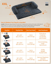 XXL Dark Grey Dog Sofa Bed 122 x 95 cm with Plush Cushion for Large Breeds by Feandrea