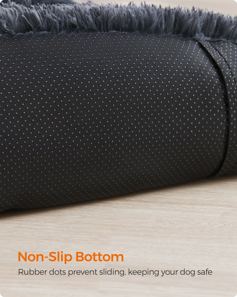 XXL Dark Grey Dog Sofa Bed 122 x 95 cm with Plush Cushion for Large Breeds by Feandrea