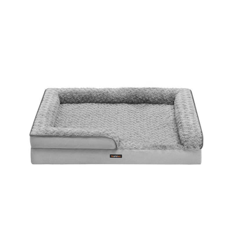 Dove Grey Memory Foam Dog Bed with Supportive Sides for Comfort and Joint Relief by Feandrea