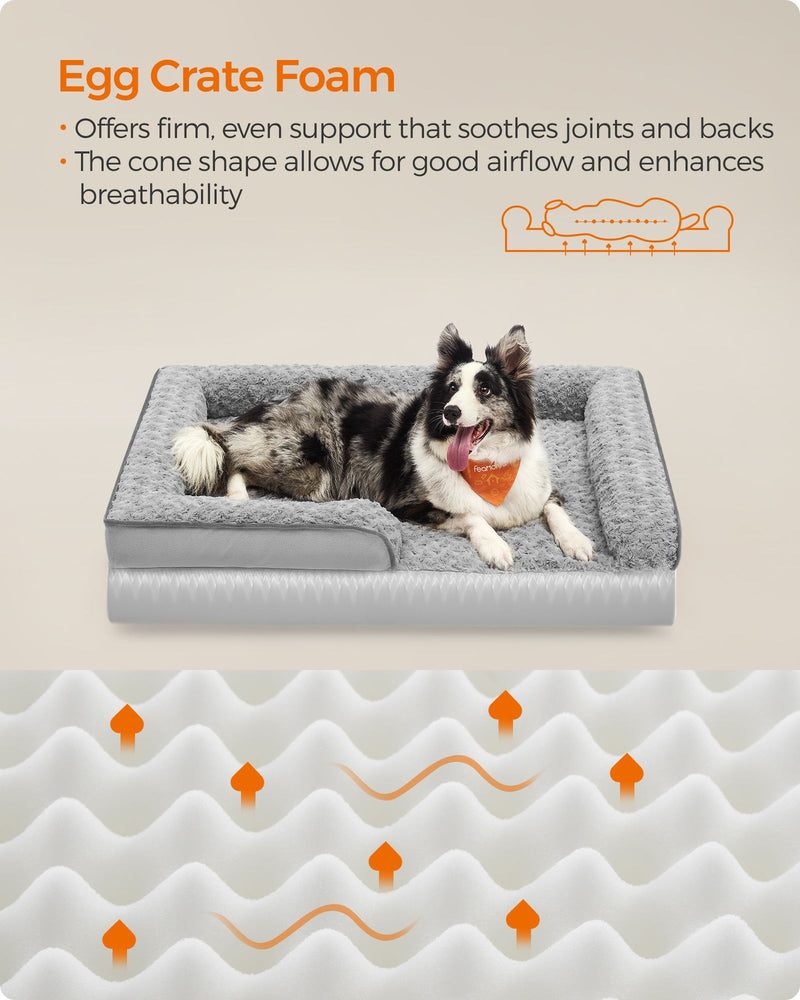 Dove Grey Memory Foam Dog Bed with Supportive Sides for Comfort and Joint Relief by Feandrea