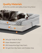 Dove Grey Memory Foam Dog Bed with Supportive Sides for Comfort and Joint Relief by Feandrea