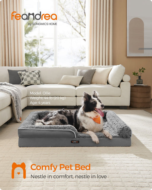 Orthopaedic Memory Foam Dog Bed with Supportive Sides in Slate Grey by Feandrea
