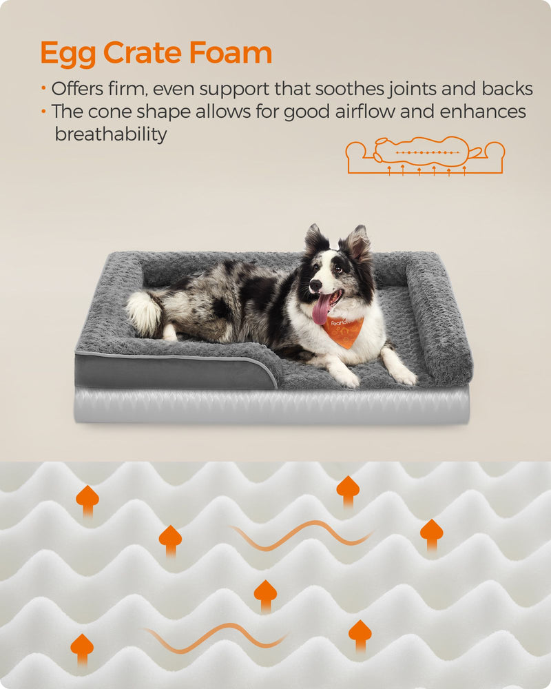 Orthopaedic Memory Foam Dog Bed with Supportive Sides in Slate Grey by Feandrea