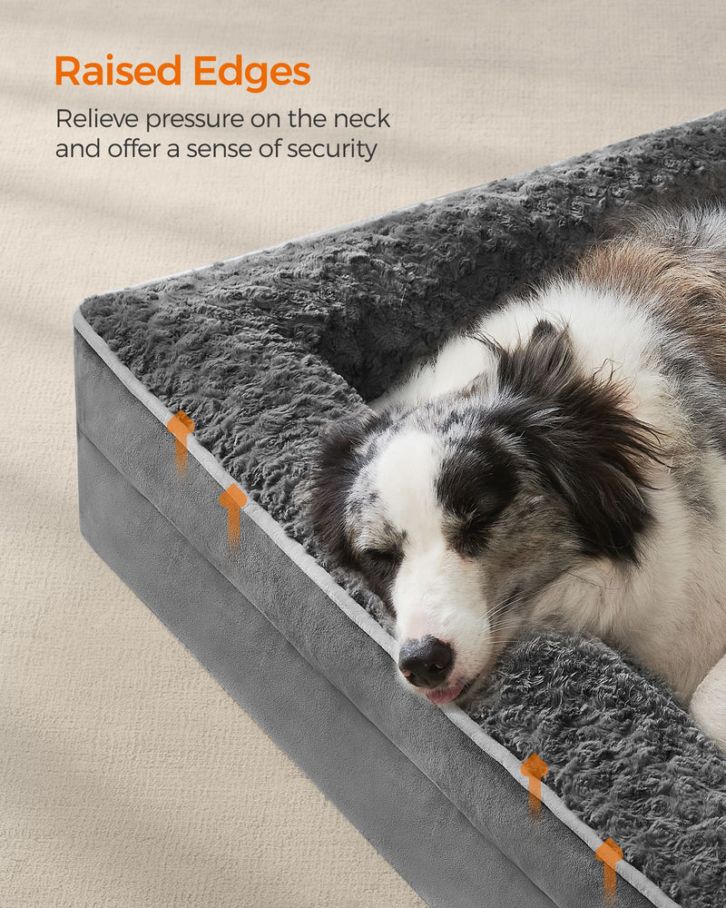 Orthopaedic Memory Foam Dog Bed with Supportive Sides in Slate Grey by Feandrea