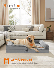 Orthopaedic Dog Bed for Large Dogs in Dove Grey with Plush Cushion Support by Feandrea