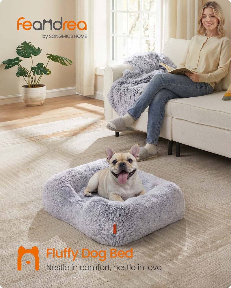 Grey Dog Bed 71 x 55 x 18 cm with Soft Padding for Medium Pets Comfort by Feandrea