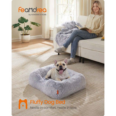 Grey Dog Bed 71 x 55 x 18 cm with Soft Padding for Medium Pets Comfort by Feandrea