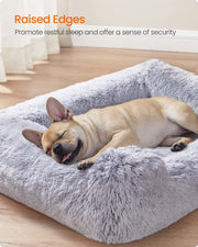 Grey Dog Bed 71 x 55 x 18 cm with Soft Padding for Medium Pets Comfort by Feandrea